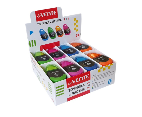 2_Точилка с контейнером, 1 отверстие,+ЛАСТИК, deVENTE ассорти