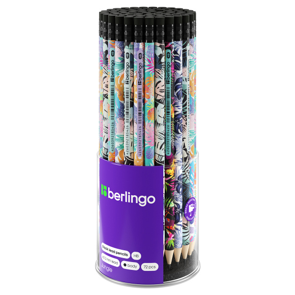 2_Карандаш чернографитный HB Berlingo Jumble, с ластиком, ассорти